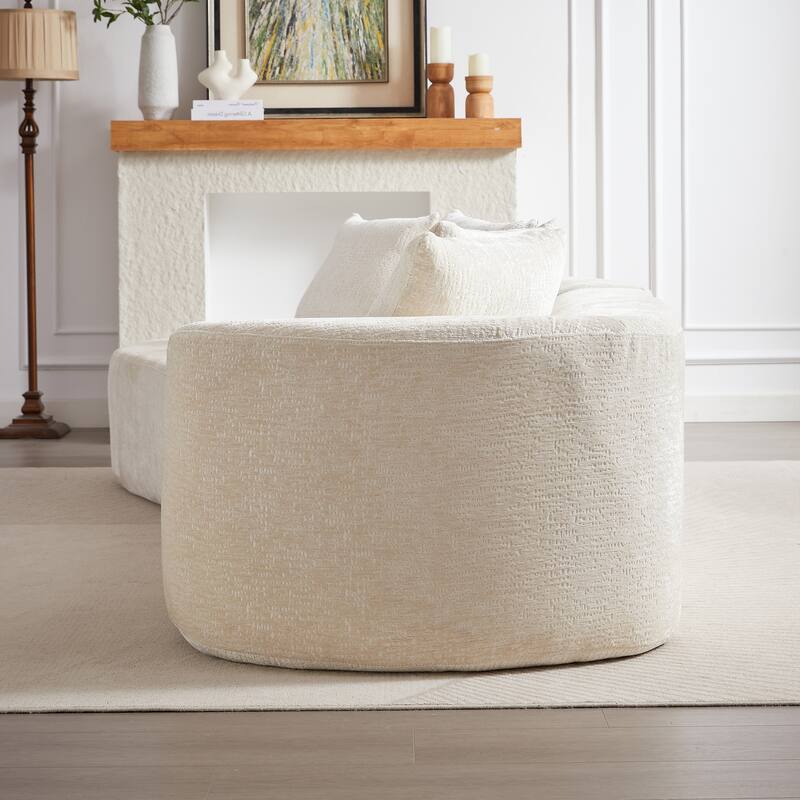114" Chenille Deep-Seat Sectional Sofa with 4 Pillows