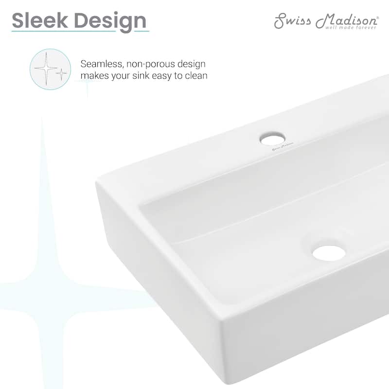 Reims 20 Rectangle Ceramic Vessel Sink, Matte White - 20.9" x 14.2" 4.75"