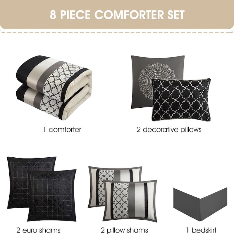 Nanshing Avalon Trellis 8-Piece Moroccan Print Comforter Set