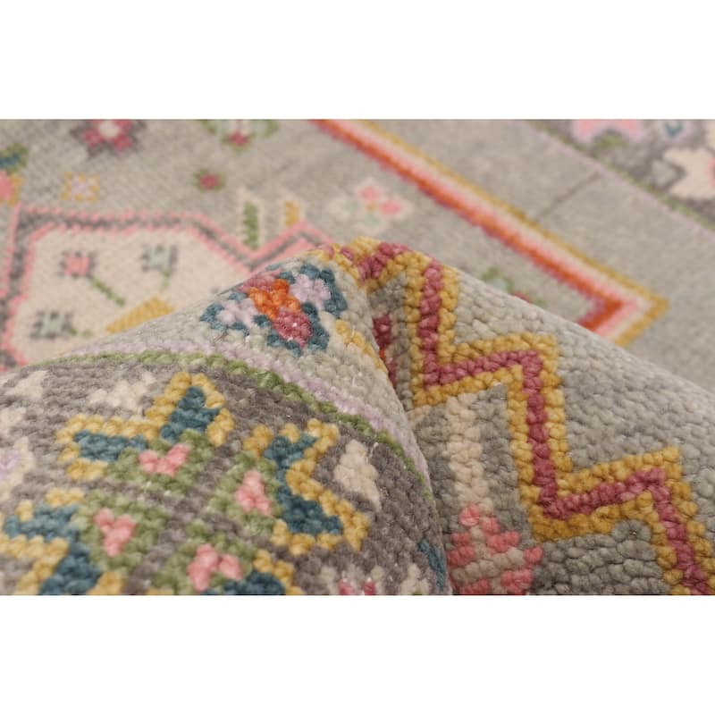 ECARPETGALLERY Hand-knotted Modern Oushak Grey Wool Rug - 2'7 x 19'9