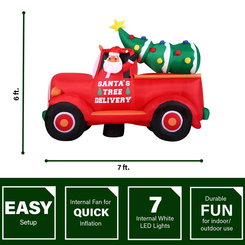 Fraser Hill Farm 6-Ft. Tall Pre-Lit Inflatable Christmas Pickup Truck
