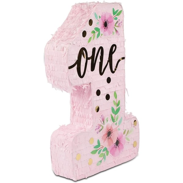 Pinata Number 1, Floral 1st Birthday Party Supplies (16.5 x 11 x 3