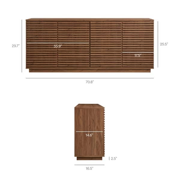 dimension image slide 1 of 2, Render 4-Door Fluted Sideboard Cabinet TV Stand