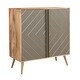 preview thumbnail 1 of 5, Somette Natural & Cement Grey Two Door Bar Cabinet