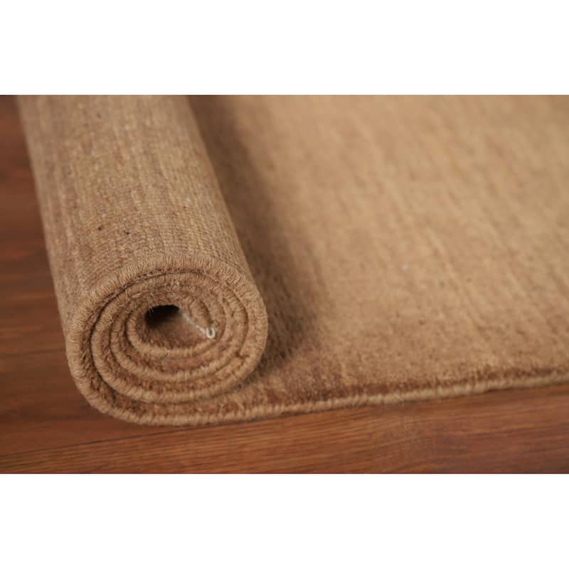Light Brown Gabbeh Modern Runner Rug Hand-Knotted Wool Carpet - 2'7"x 9'9"