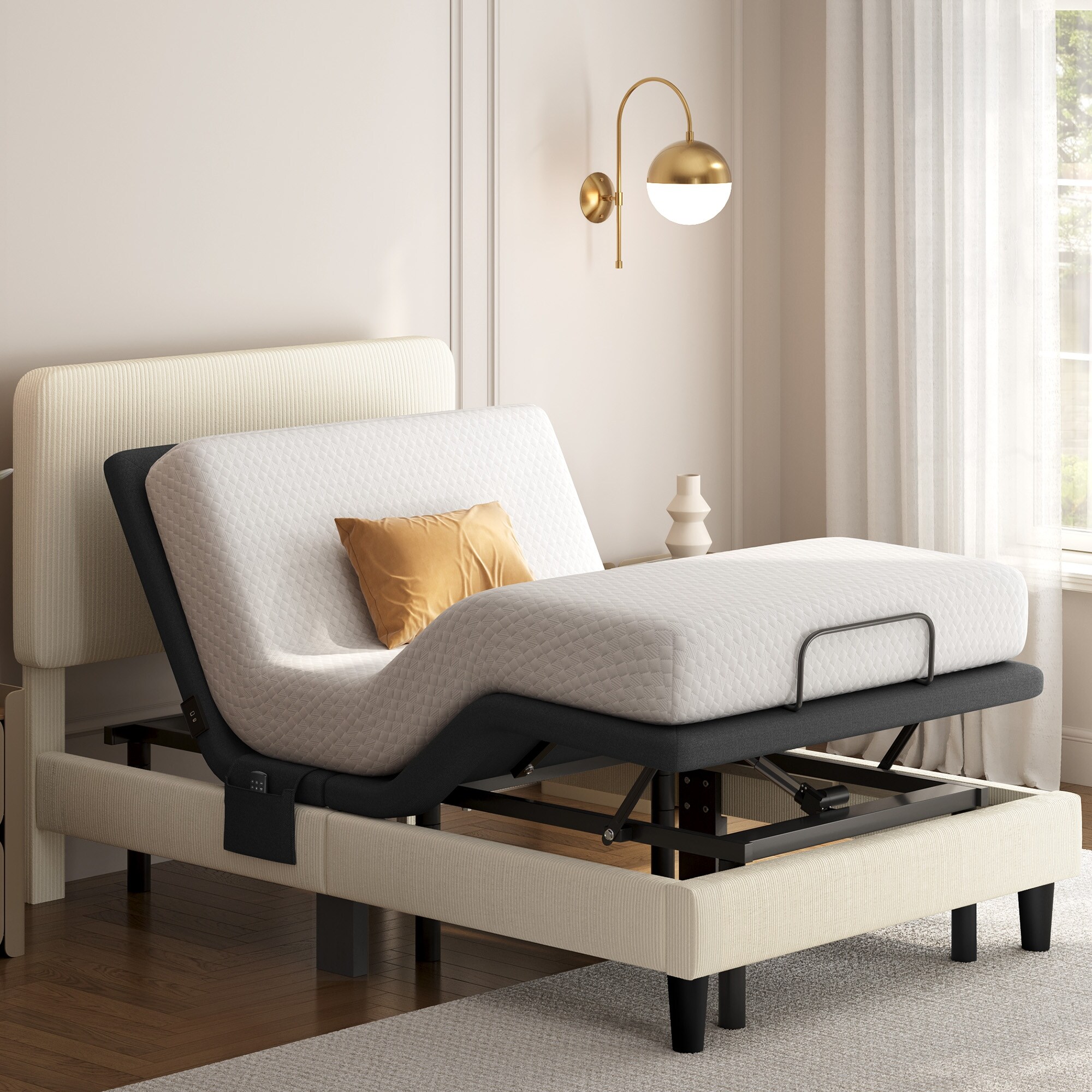 Yaheetech Upholstered Adjustable Twin XL/Queen/ Split King Size