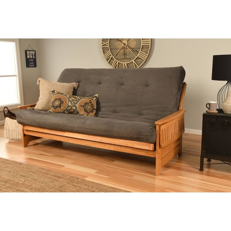 Somette Phoenix Queen-size Futon Set in Butternut Finish with Suede Mattress