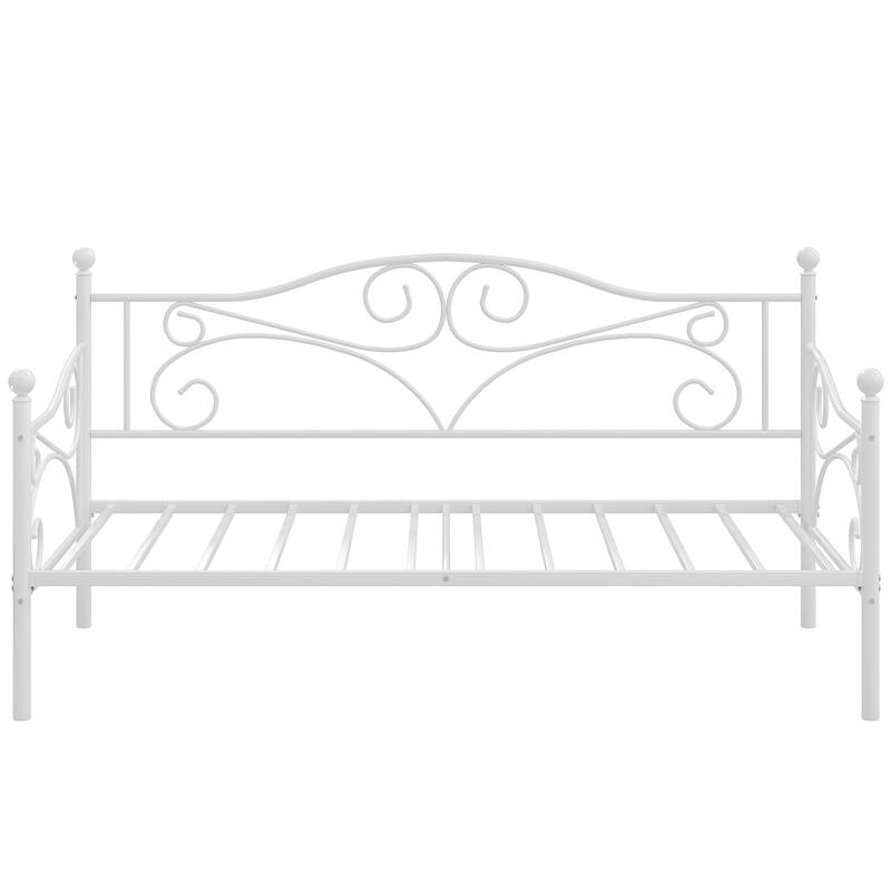 VECELO Scroll Design Metal Twin Size Daybed with Roman Column Legs 440 LBS Capacity Sofa Bed 440 lbs Capacity for Living Room