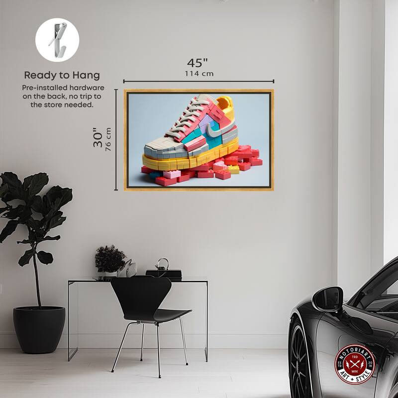 Notoriart Toy Sneaker Pastel Framed Sneaker 1 Piece Canvas Wall Art