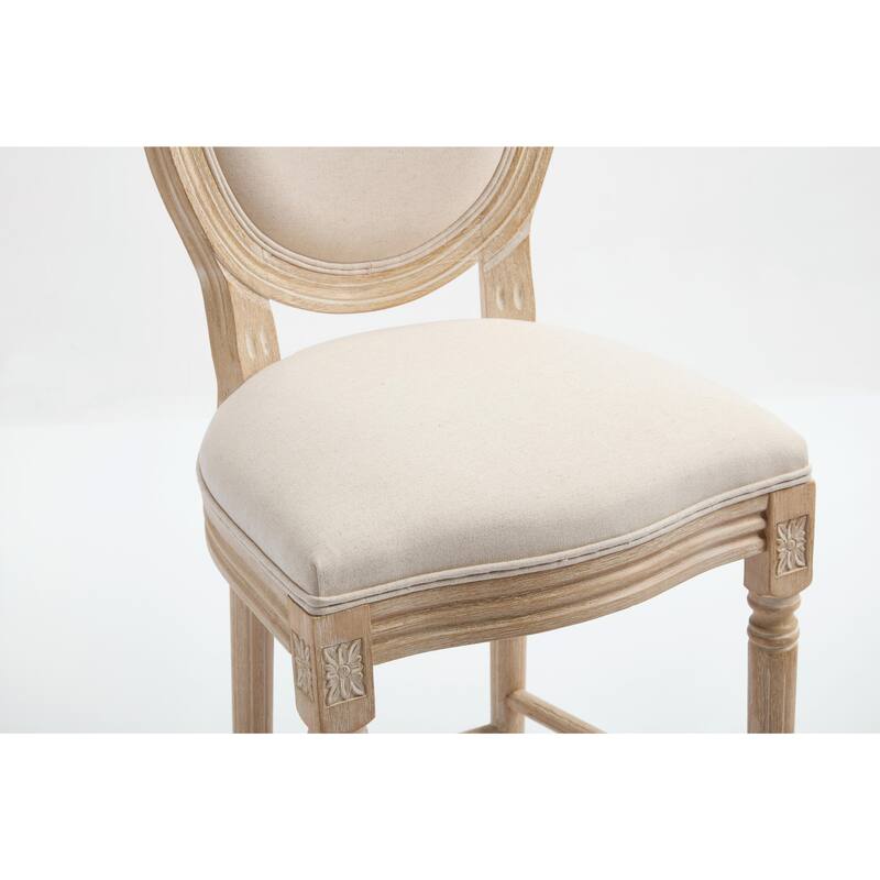 Set of 2 French Country Dining Chairs, Upholstered with Round Back Design