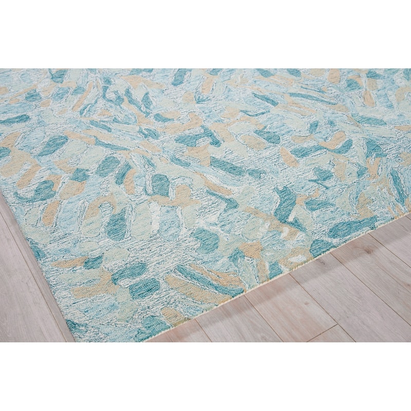 Botanica Turquoise/Ivory/Multi New Zealand Wool hand-tufted Area Rug