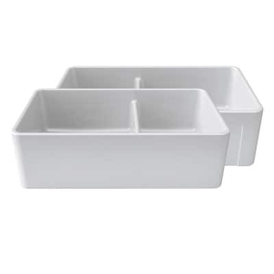 LaToscana Reversible Fireclay Double-Bowl Farmhouse Sink