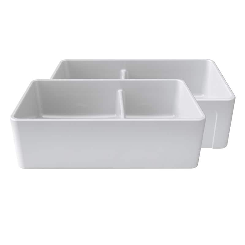 LaToscana Reversible Fireclay Double-Bowl Farmhouse Sink