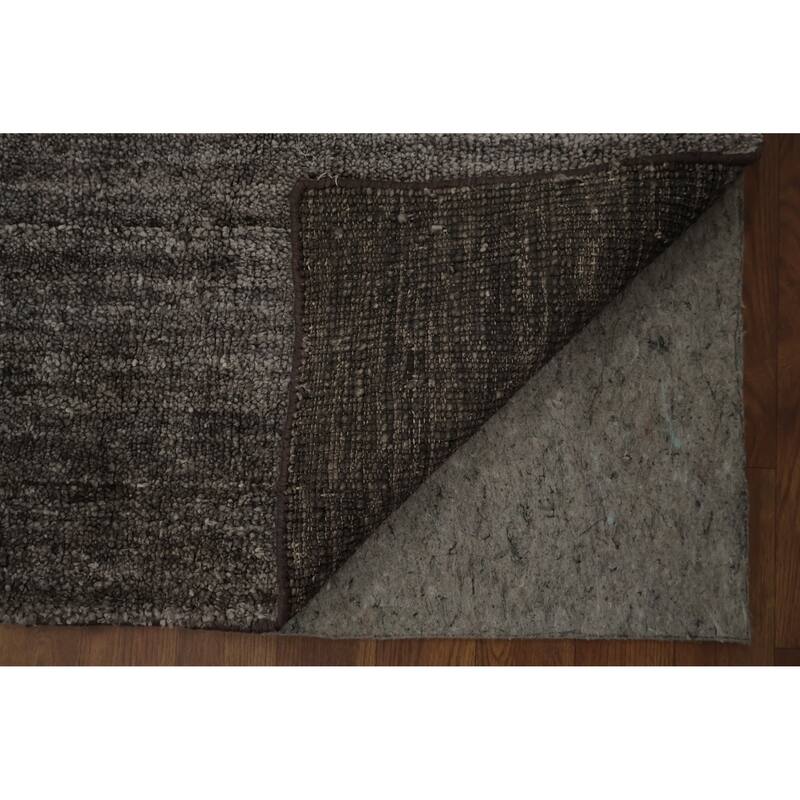 Hand Knotted Oriental Silk Carpet Tribal Contemporary Greys & Charcoal Gabbeh Area Rug - 12' 11'' X 9' 6''