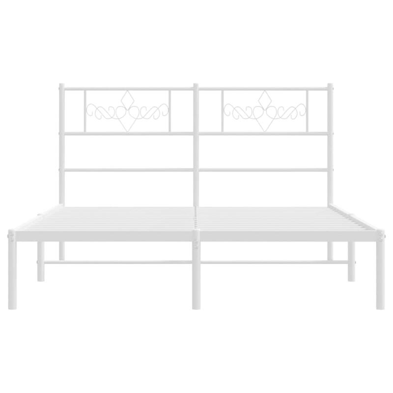 vidaXL 12 Inches White Full Size Metal Bed Frame No Mattress - 77.2" x 55.9" x 35.4"