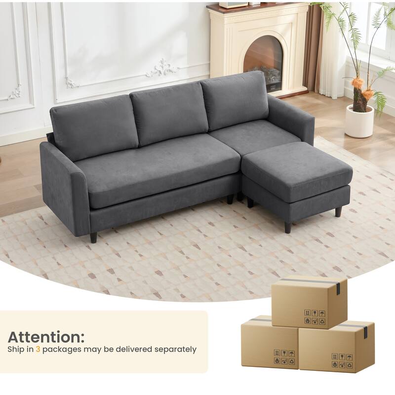 Snow Velvet Sectional Sofa
