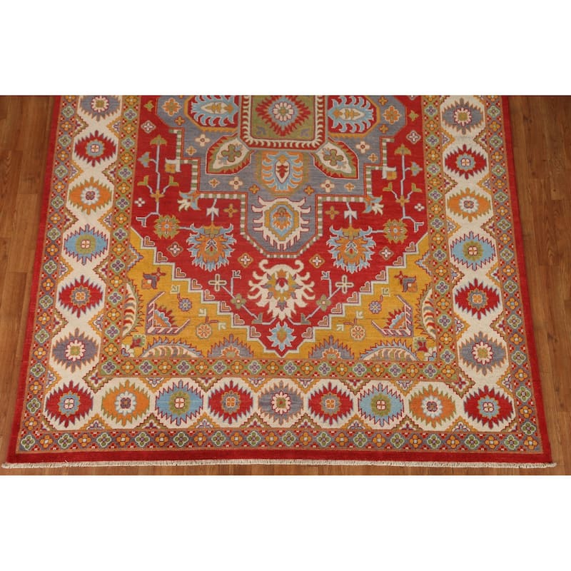 Geometric Traditional Kazak Oriental Area Rug Hand-knotted Wool Carpet - 6'7" x 10'0"