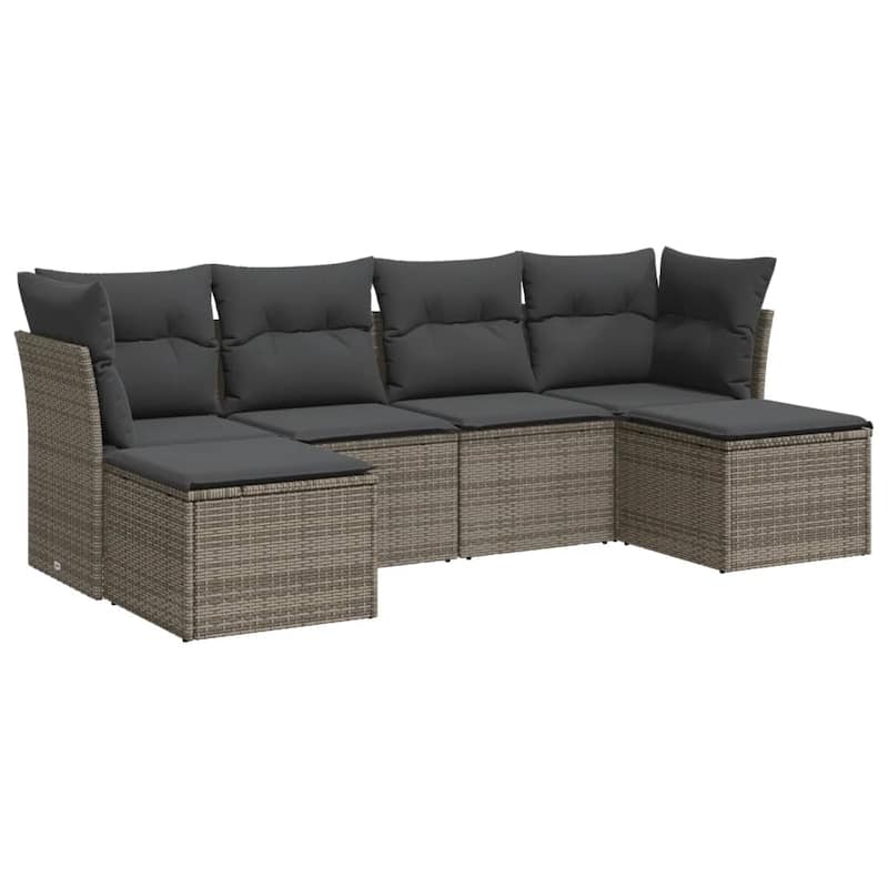 vidaXL Garden Sofa Set Gray PE rattan, Powder-coated steel 6 Piece - 21.7 x 21.7 x 14.6