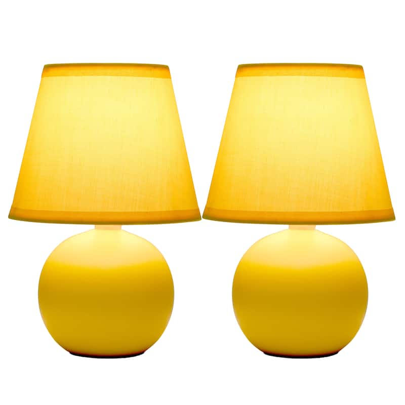 8.66" Petite Orb Lamp Two Pack Set w Matching Fabric Shade