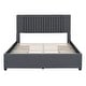 preview thumbnail 3 of 16, Queen Size Upholstered Platform Bed with Classic Headboard and 4 Drawers, Linen Fabric,Wooden Slat Mattress Support