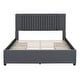 preview thumbnail 3 of 16, Queen Size Upholstered Platform Bed with Classic Headboard and 4 Drawers, Linen Fabric