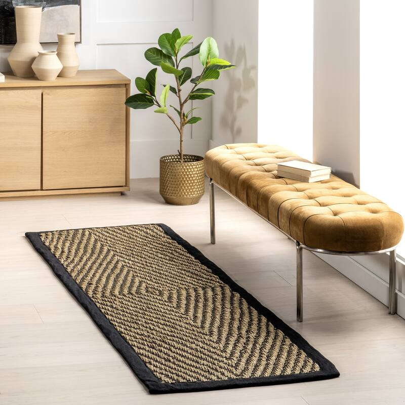 Nuloom Meara Geometric Striped Seagrass Area Rug.