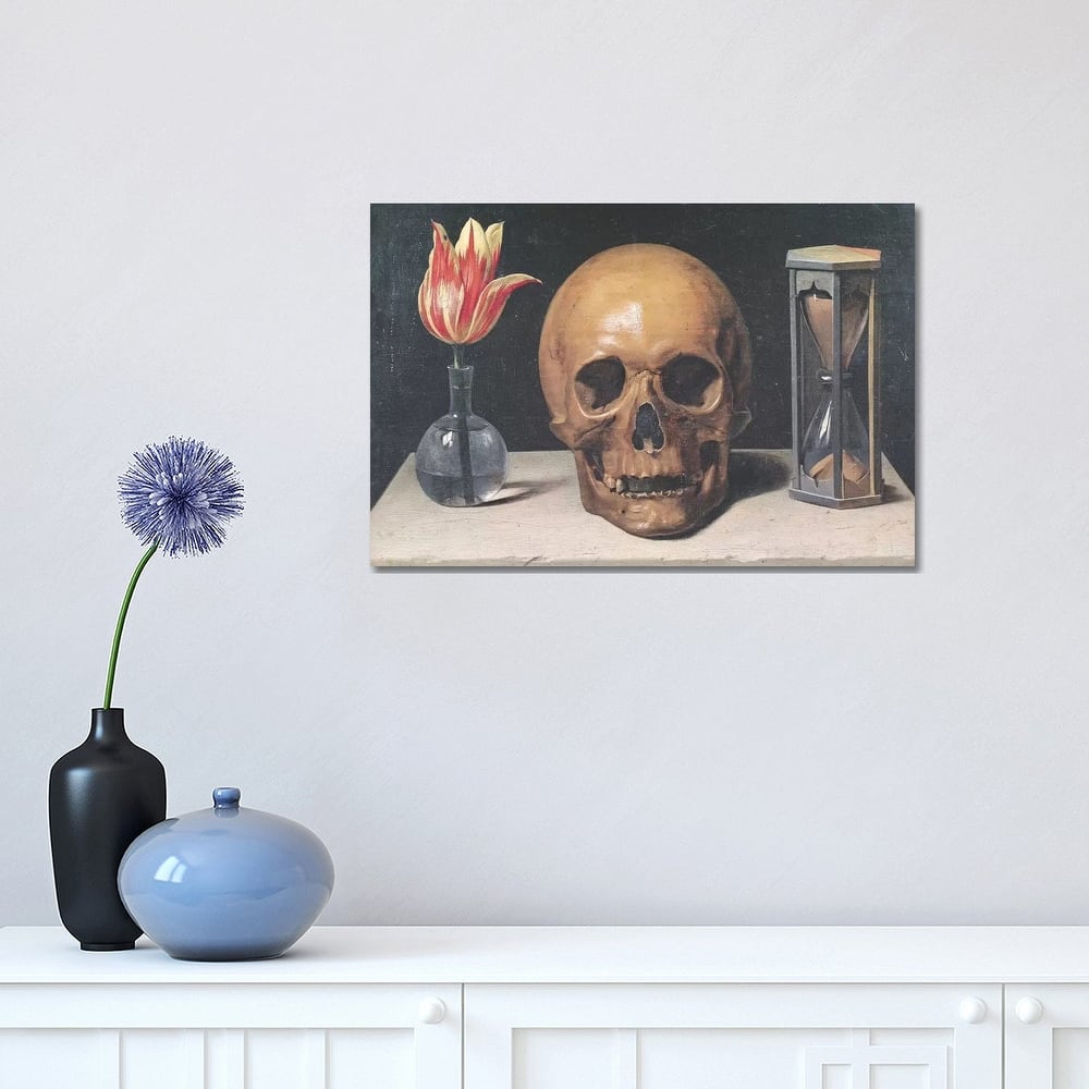 iCanvas "Vanitas Still Life With A Tulip, Skull And Hour-Glass" by Philippe de Champaigne Canvas Print