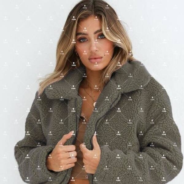 Shop Women S Coat Casual Lapel Fleece Fuzzy Faux Shearling Zipper