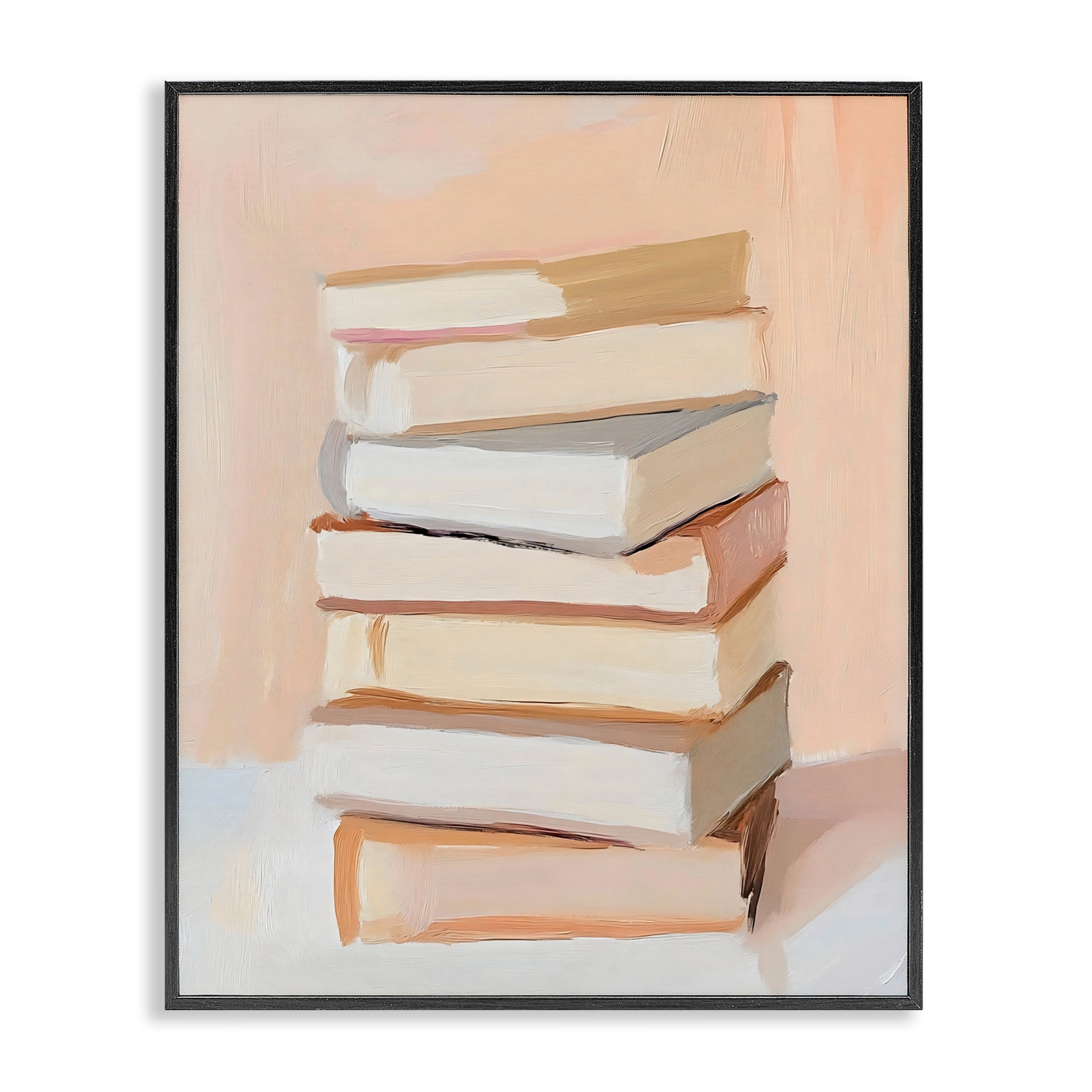 Stupell Book Stack Soft Orange Framed Giclee Art Design By LSR Design Studio