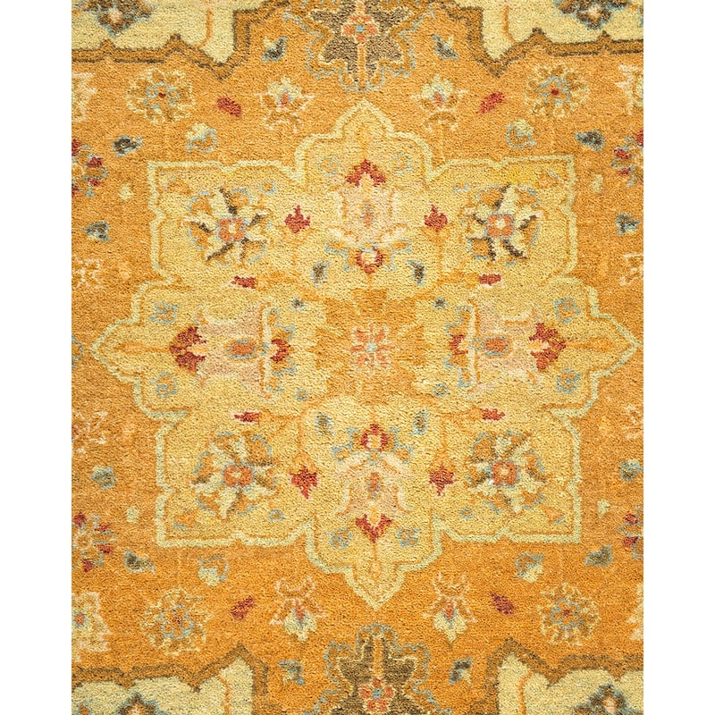 Overton Hand Knotted Wool Vintage Inspired Traditional Mogul Green Area Rug - 6' 2" x 9' 9"