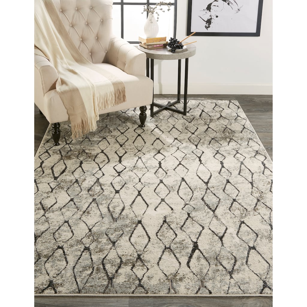 Grand Bazaar Kiba Machine Made Diamond Transitional Area Rug
