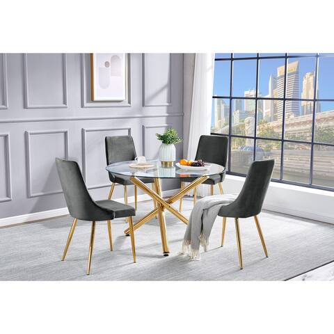 Best Quality Furniture Modern 5-piece Dining Set with Gold Base