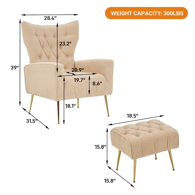 Ouyessir Upholstered Tufted Accent Chair with Ottoman