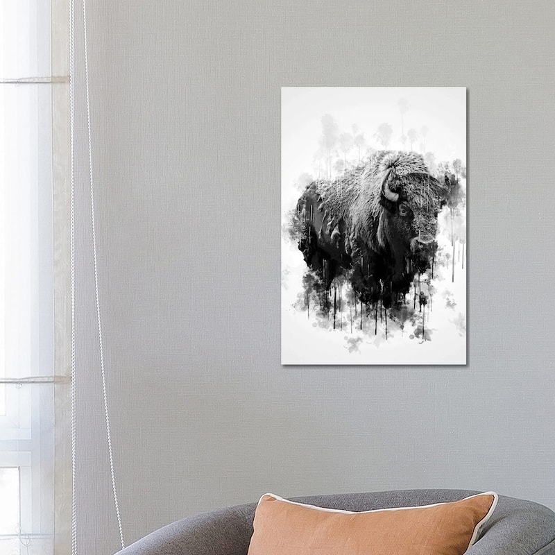 iCanvas "Bison In Black And White" by Cornel Vlad Canvas Print - 26x18x1.5