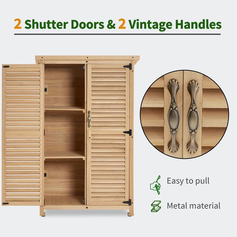 MCombo Outdoor Storage Cabinet Shed, Shuttered Doors with Lock, Wooden 0709 / 0808 / 1900