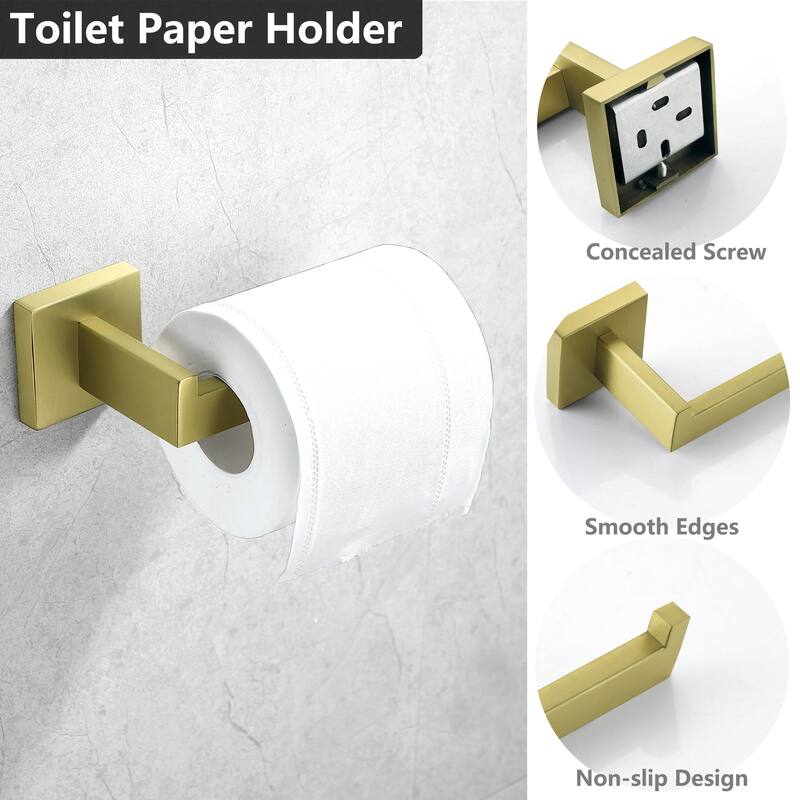 AITINKAN 4-Piece Bath Hardware Set Square Towel Holder Set