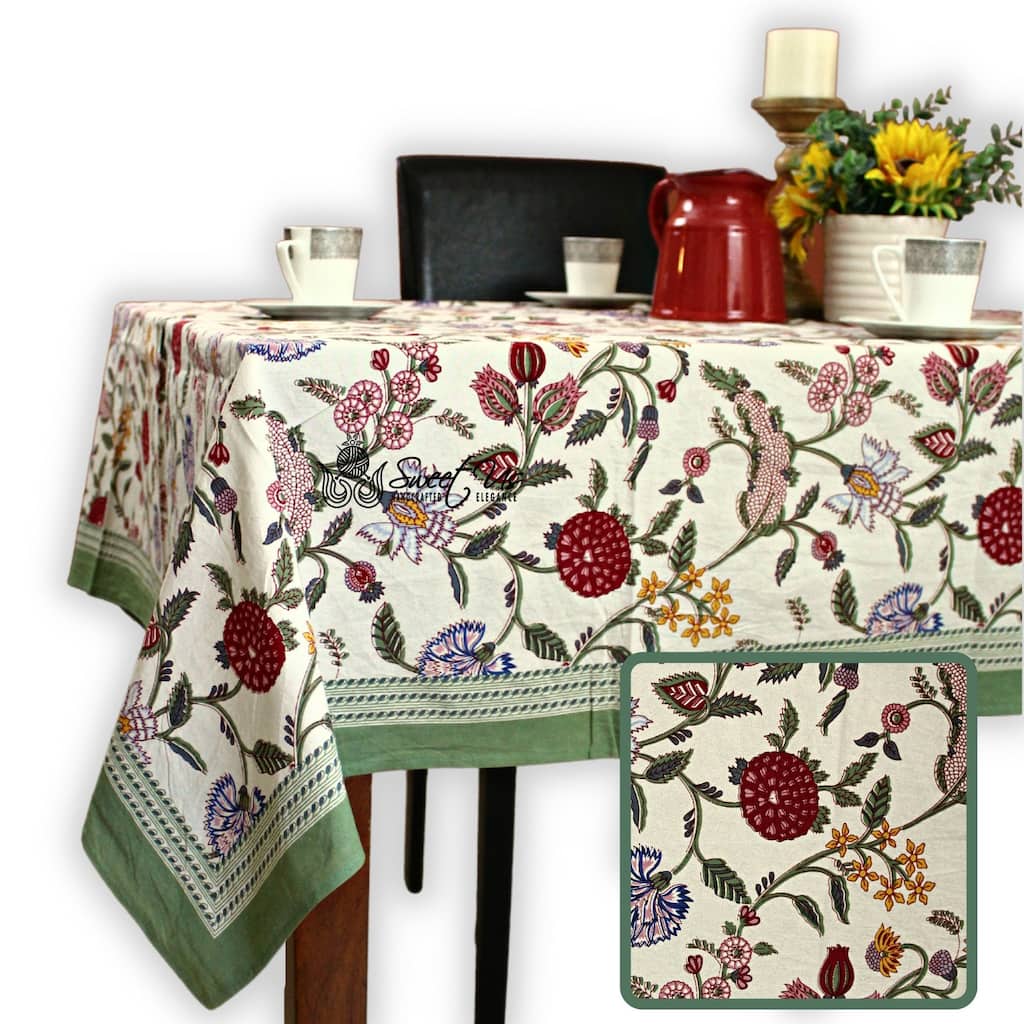 Cotton Floral Berry Print Tablecloth Collection