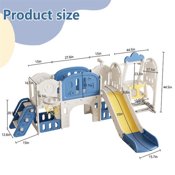 dimension image slide 1 of 2, Toddler Slide,Kids Slide for Toddlers,11 in 1 Baby Slide Playground