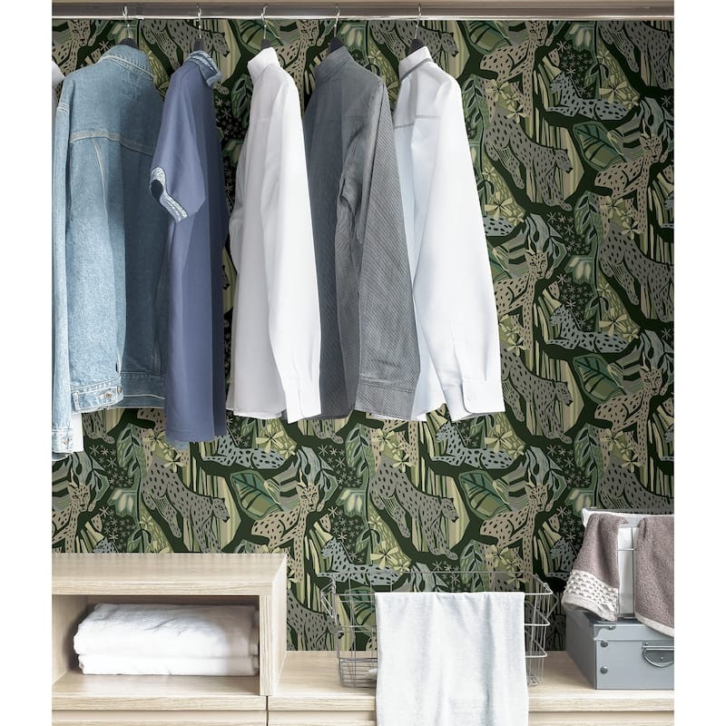 Pip & Lo Greens Cat Nap Peel & Stick Wallpaper