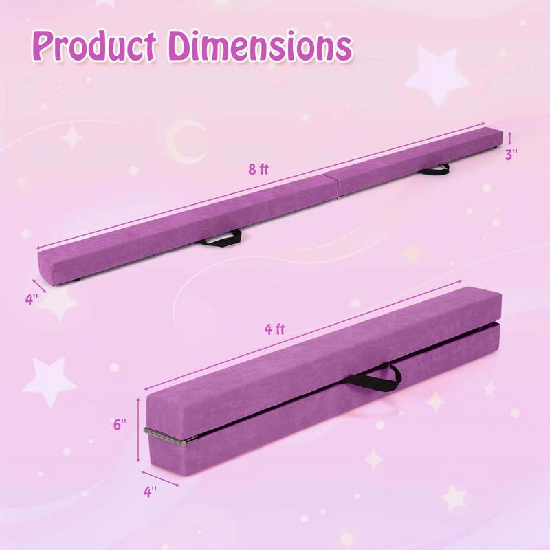 Costway 8 FT Folding Gymnastic Beam with Anti-slip Base Pine Wood - See Details