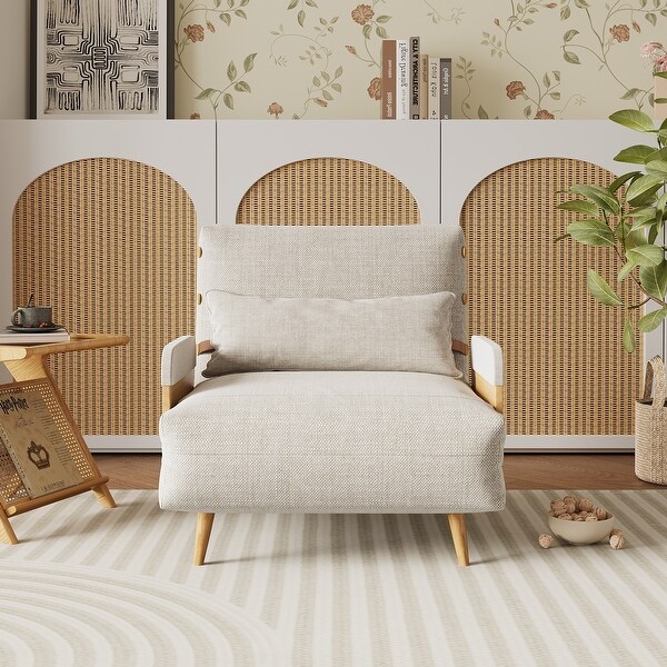 JASIWAY Modern Single Sofa Chair with Solid Wood Legs - Grey