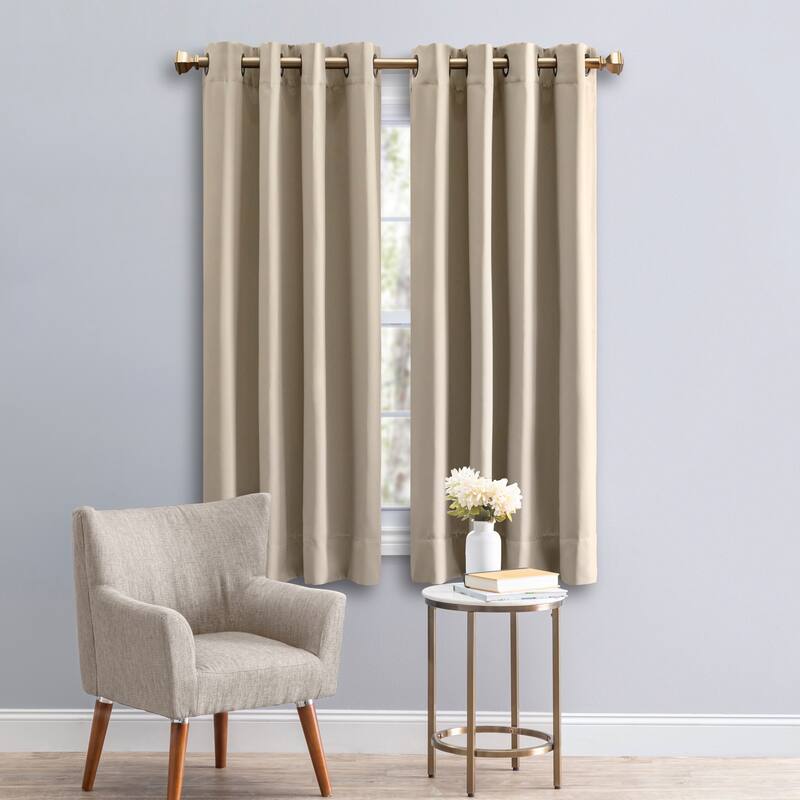 Ultimate Blackout 45-inch Short Length Grommet Curtain Panel - 56"w x 45"l - Putty