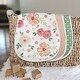 preview thumbnail 3 of 4, Watercolor Floral Collection Absorbent Burp Cloths 3 Pack Set Peach Pink Green and White Boho Shabby Chic Rose Flower Farmhouse