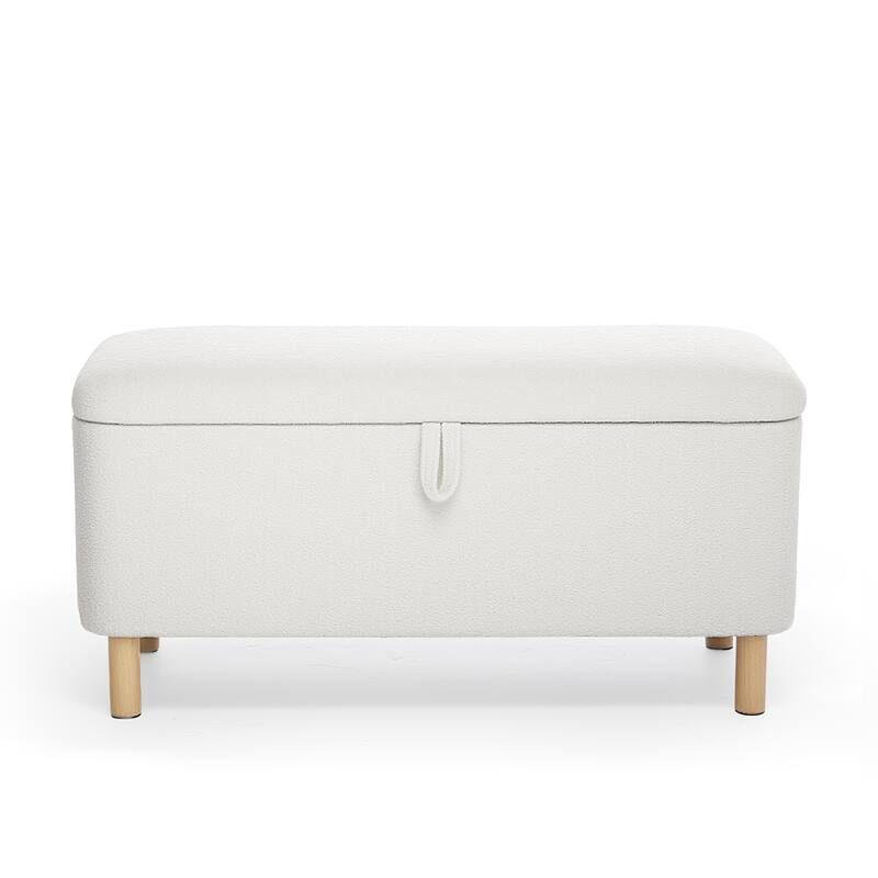 Upholstered Storage Ottoman Bench with Large Hidden Storage Fabric End of Bed Bench