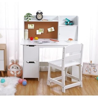 Study Desk and Chair Set with Features Bookshelf and Cabinets