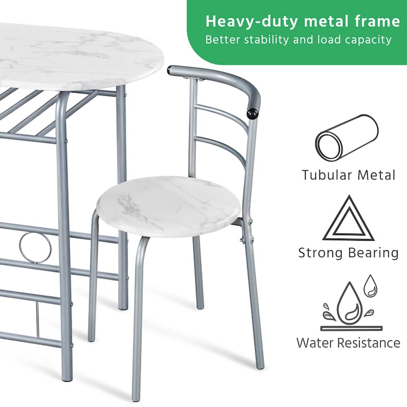 Yaheetech Modern Round Dining Table Set, 3 Piece Dining Room Sets for Kitchens, Apartments