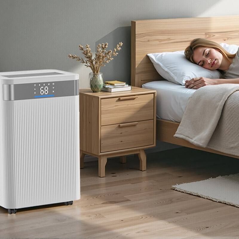 White 52Pt Dehumidifier with LED Display, Quiet 120CFM Airflow - 12.01 x 9.25 x 19.45 inch