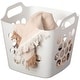 preview thumbnail 4 of 21, Flexible Plastic Laundry Basket - Square Storage Hamper with Side Handles for Easy Carrying - 28 Litter White