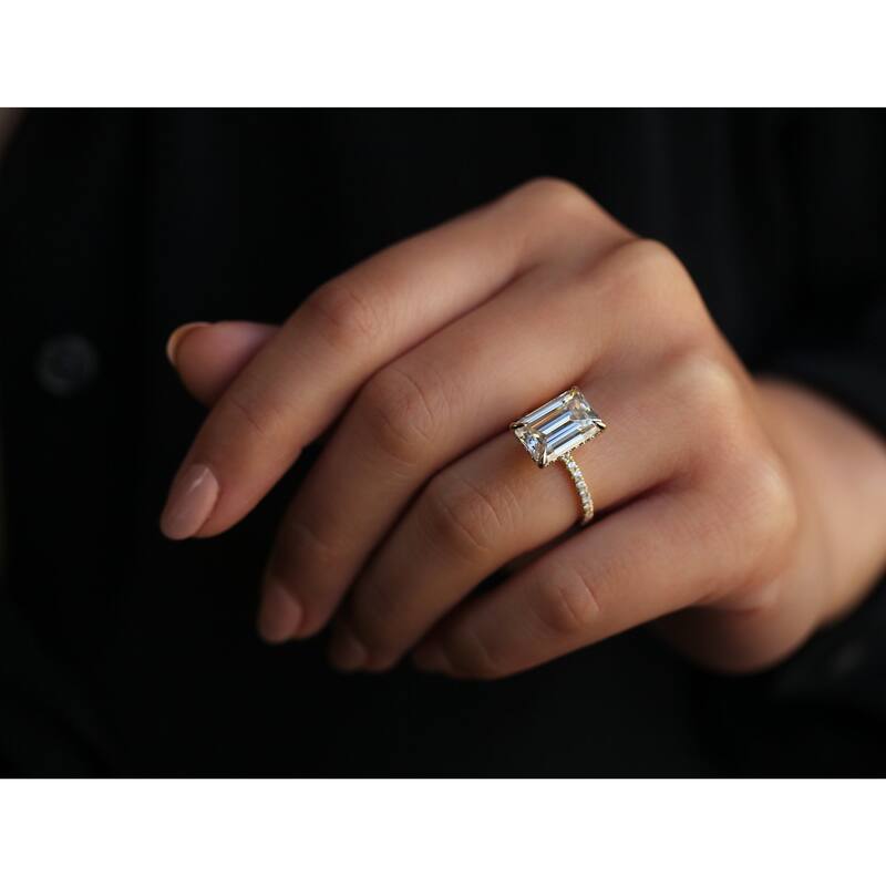Kobelli Signature Collection 6 Carat Moissanite & Diamond 14k Solid Gold Emerald Hidden Halo Near Eternity Evie Engagement Ring