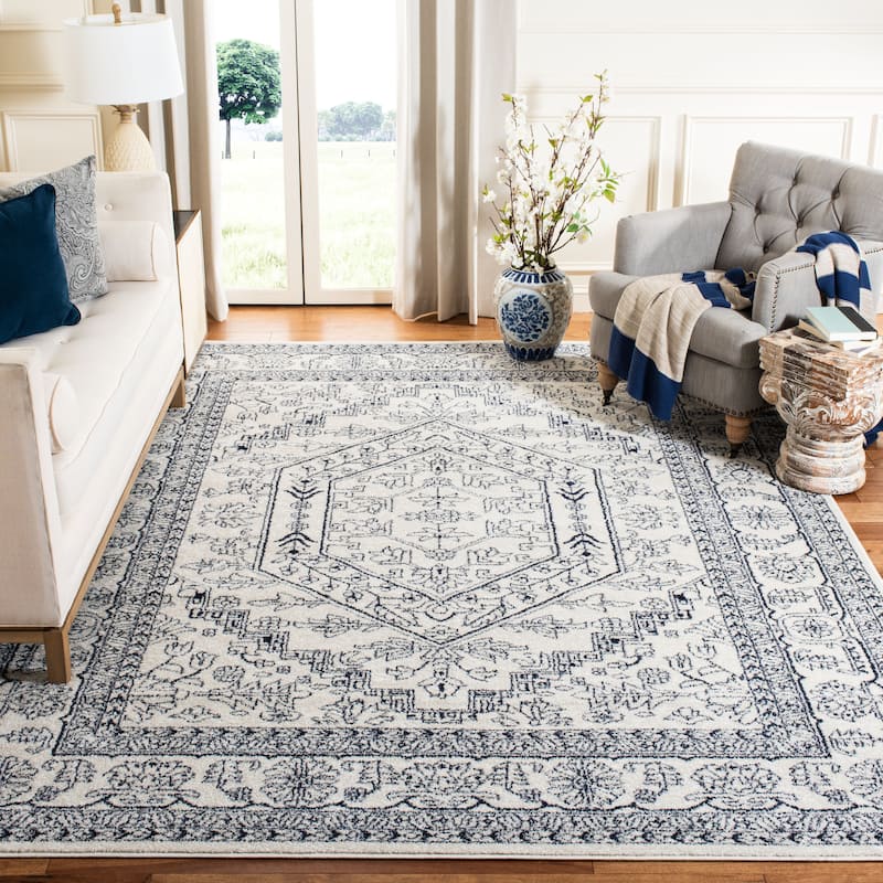 SAFAVIEH Adirondack Sian Rustic Oriental Medallion Rug - 8' x 10' - Ivory/Navy